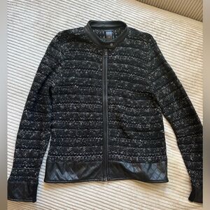 Ann Taylor Black and Gray Bomber Jacket